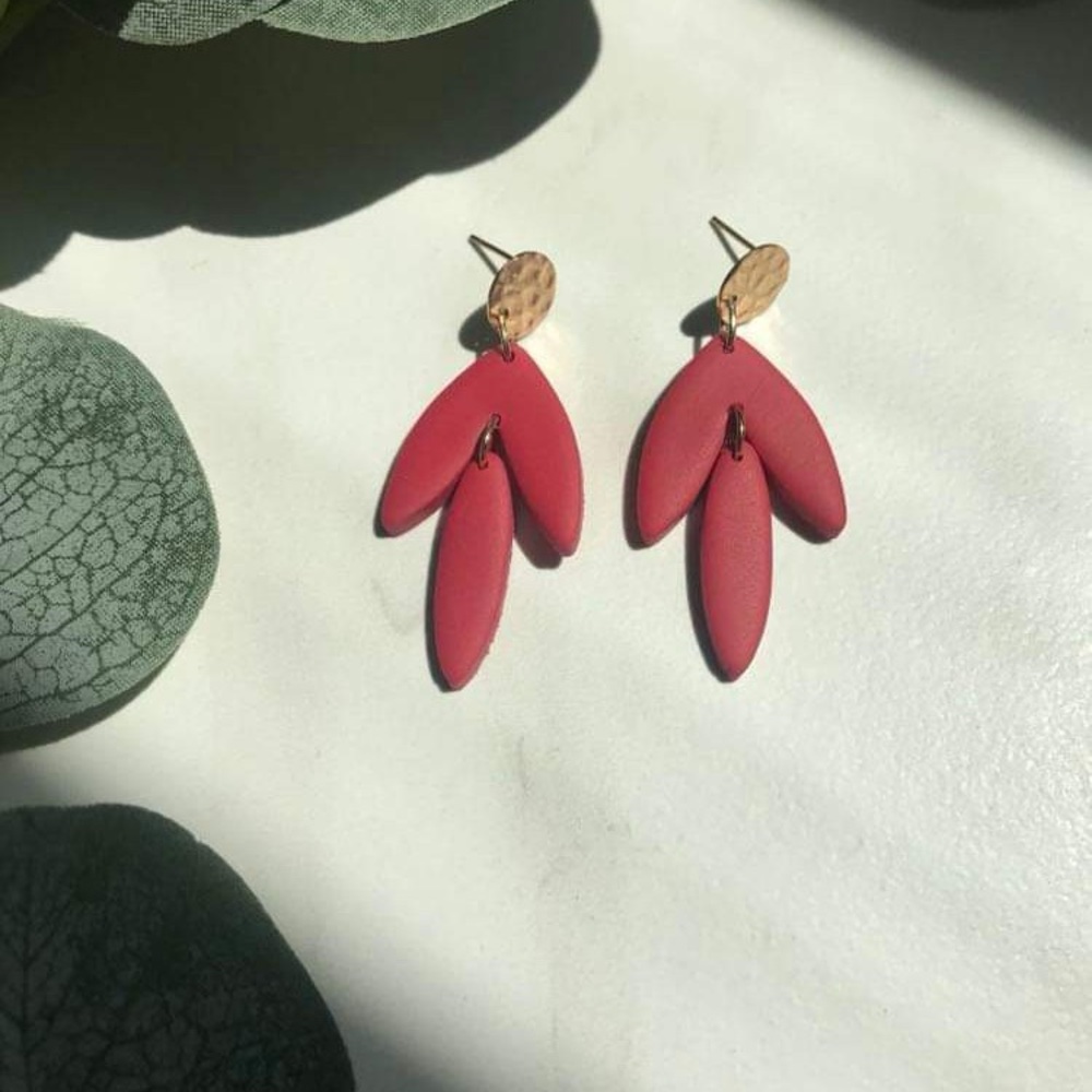 Red Petal Earrings